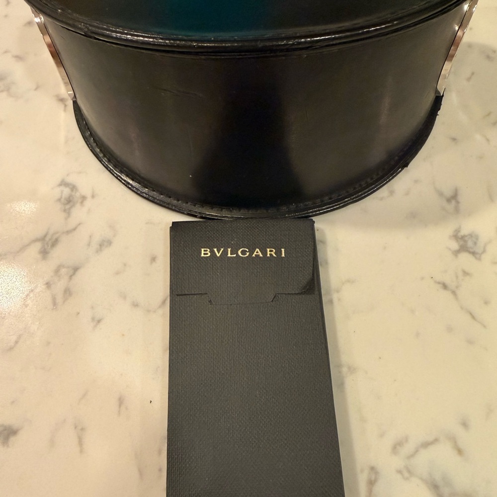 Bulgari Black Exterior with Cream Suede Interior sunglass Case